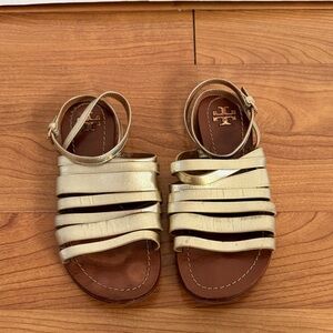 Tory Burch Gold Strappy Sandals in Size 6